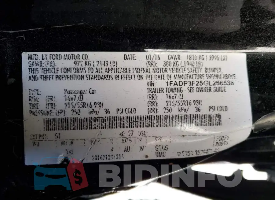 1FADP3F25GL266538 Photo# 12