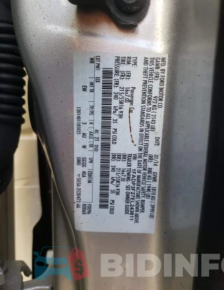 1FADP3F27EL243811 Photo# 12