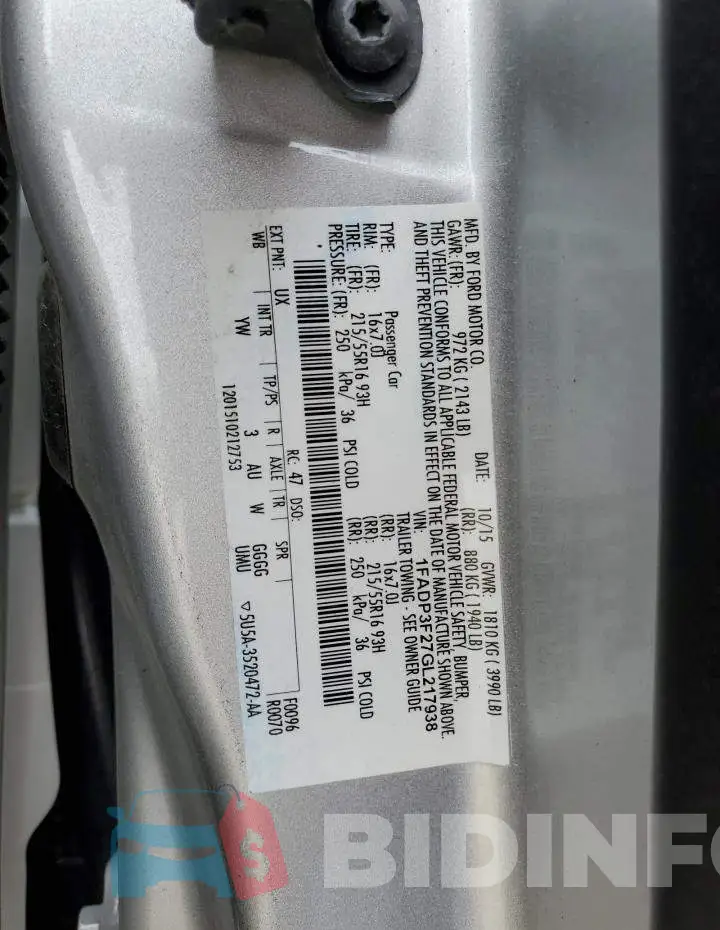 1FADP3F27GL217938 Photo# 12