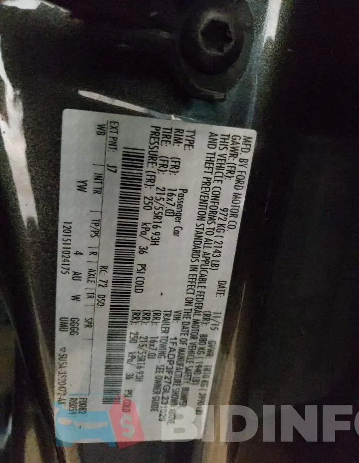 1FADP3F27GL231029 Photo# 13