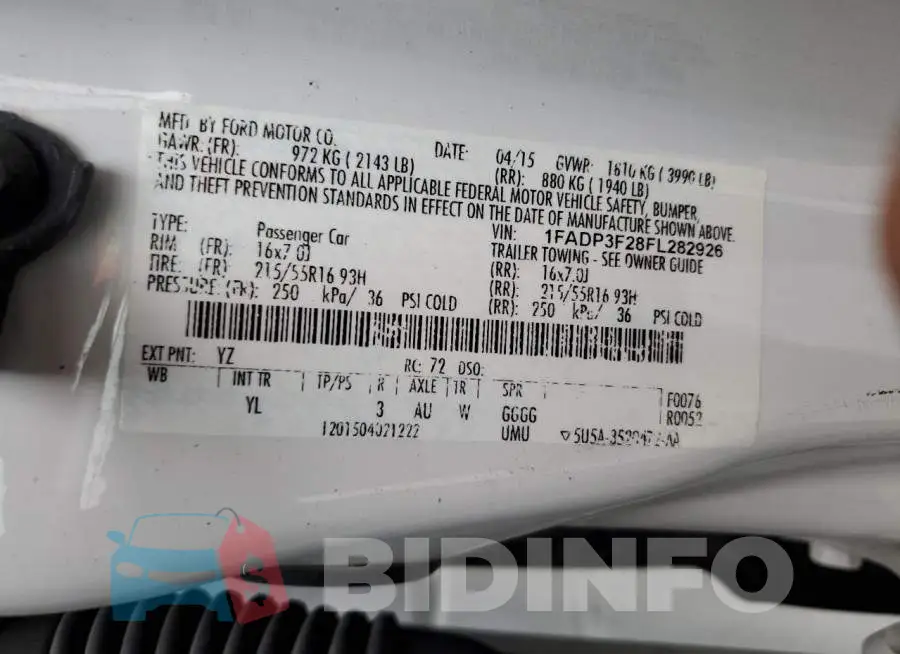 1FADP3F28FL282926 Photo# 13