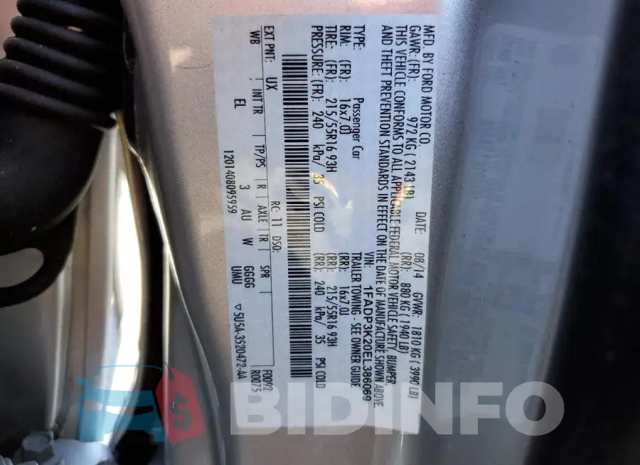 1FADP3K20EL386069 Photo# 12