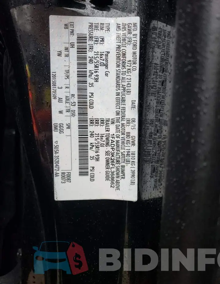 1FADP3K26FL368662 Photo# 12