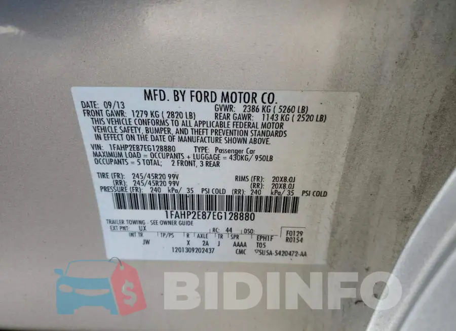 1FAHP2E87EG128880 Photo# 12