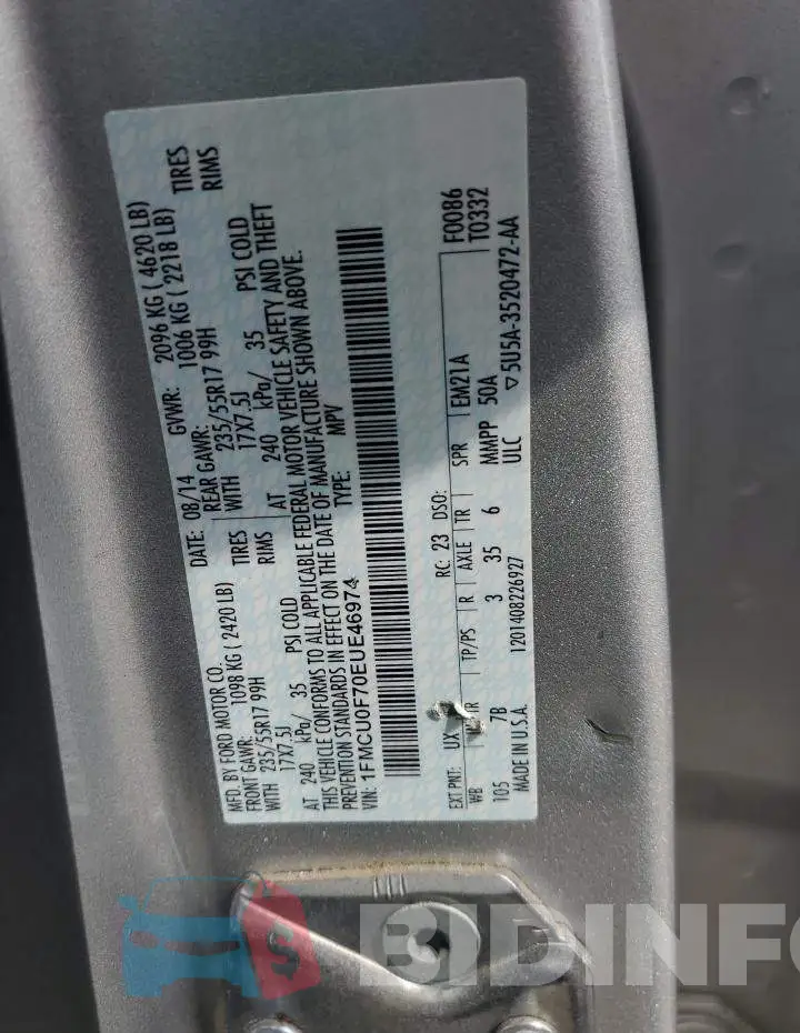 1FMCU0F70EUE46974 Photo# 12