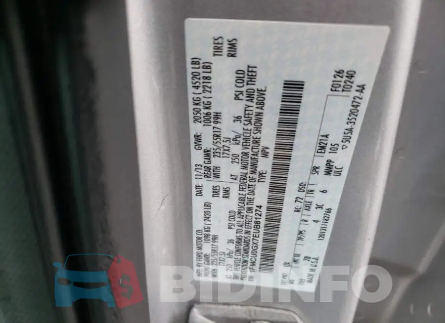 1FMCU0GX7EUB81274 Photo# 12