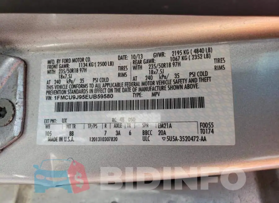 1FMCU9J95EUB59580 Photo# 13