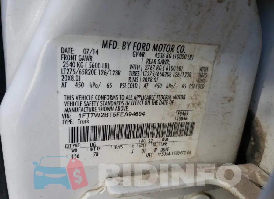 1FT7W2BT5FEA94694 Photo# 13
