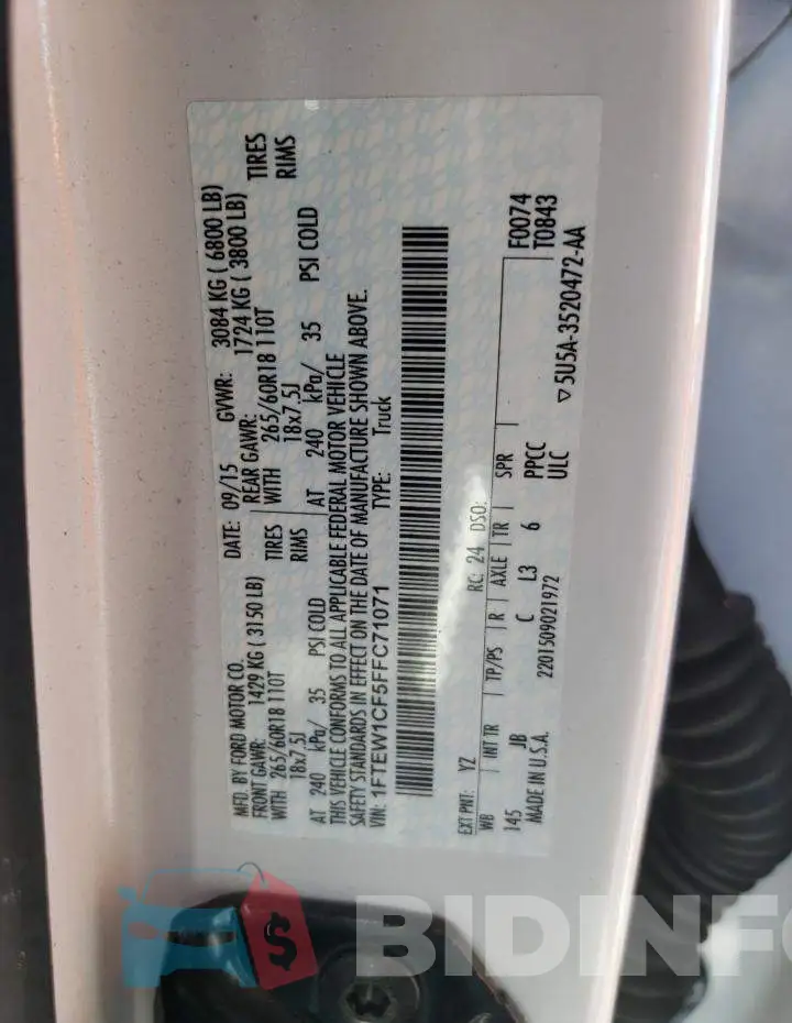 1FTEW1CF5FFC71071 Photo# 12