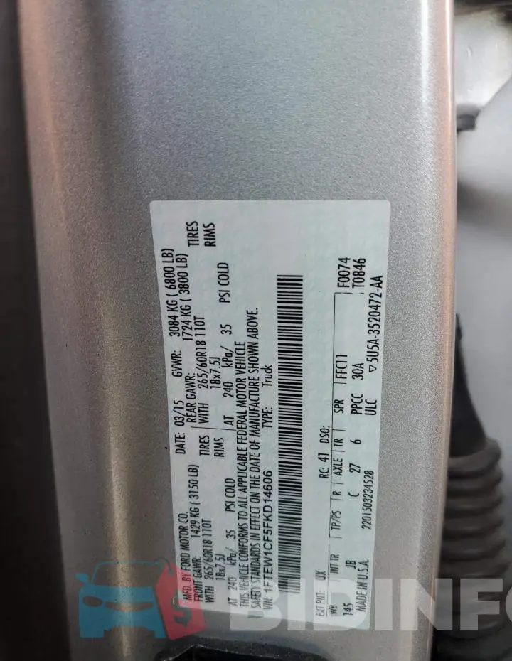 1FTEW1CF5FKD14606 Photo# 13