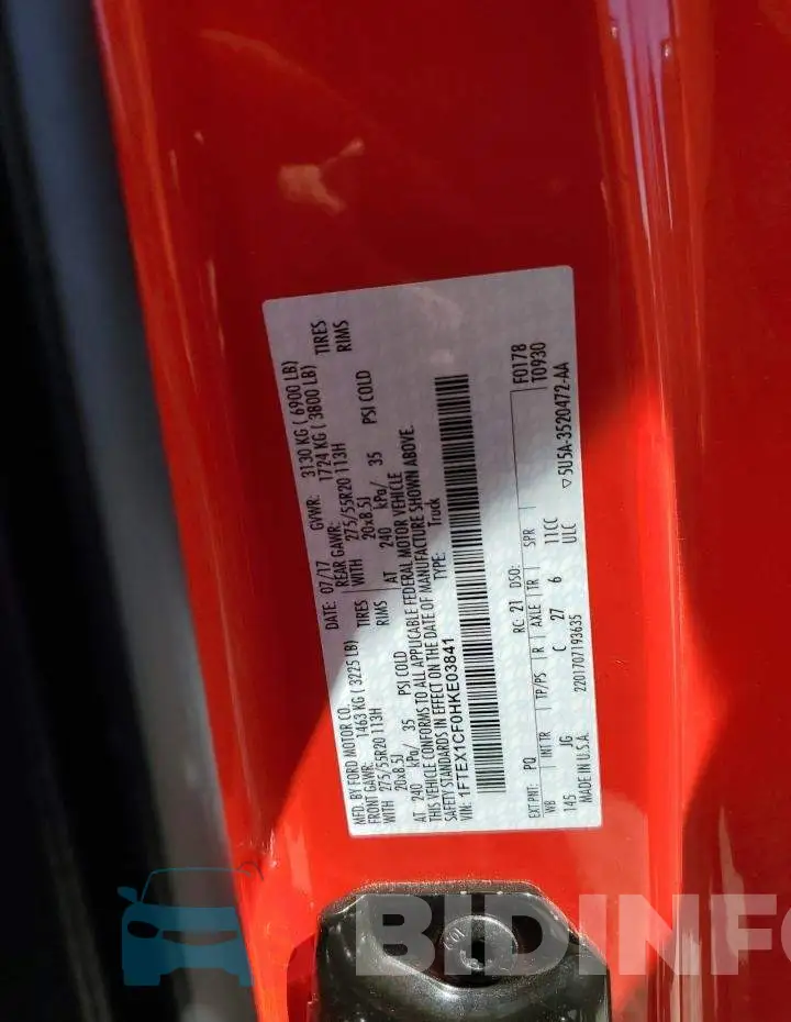 1FTEX1CF0HKE03841 Photo# 12