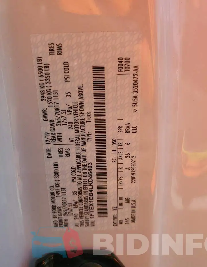 1FTEX1EB4LKD46403 Photo# 13