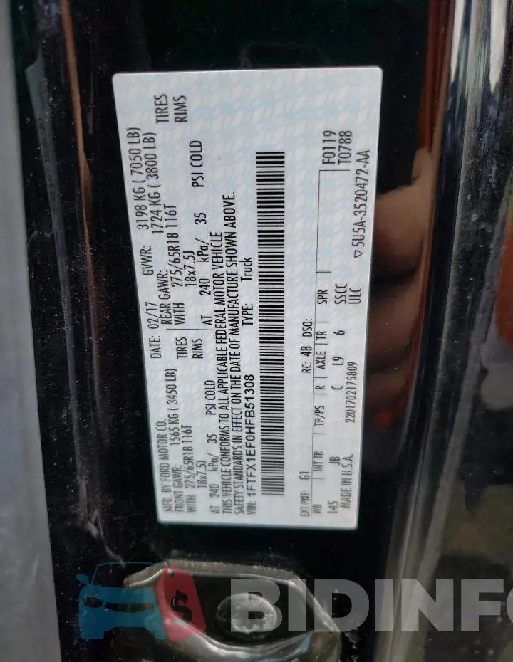 1FTFX1EF0HFB51308 Photo# 12