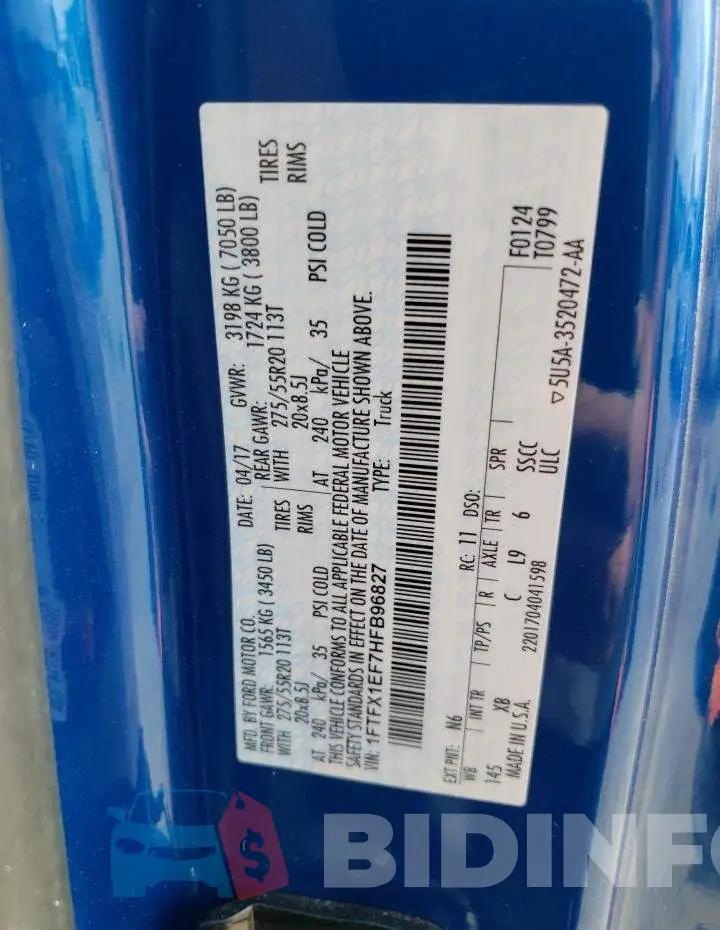 1FTFX1EF7HFB96827 Photo# 12