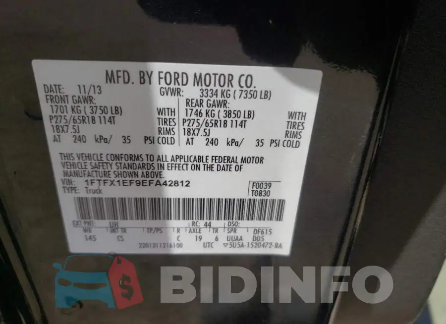 1FTFX1EF9EFA42812 Photo# 12