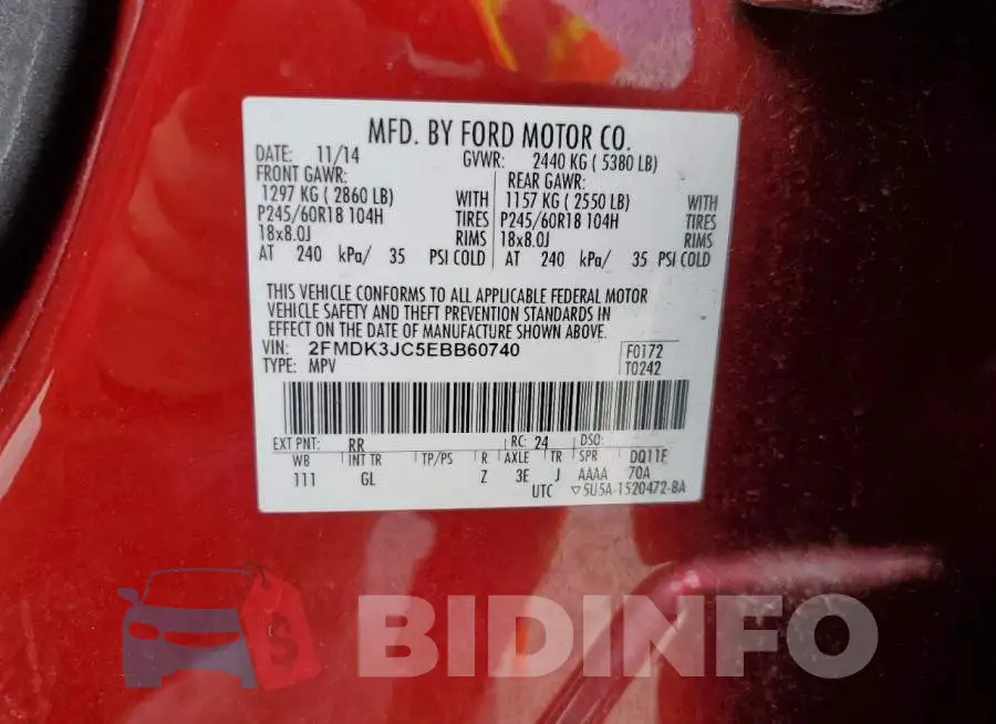 2FMDK3JC5EBB60740 Photo# 14
