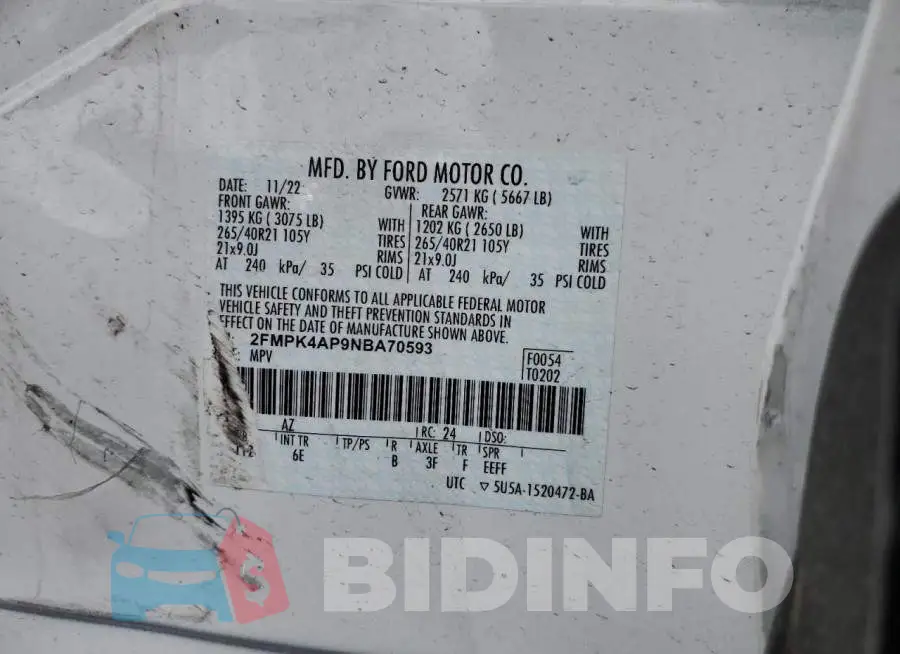 2FMPK4AP9NBA70593 Photo# 13