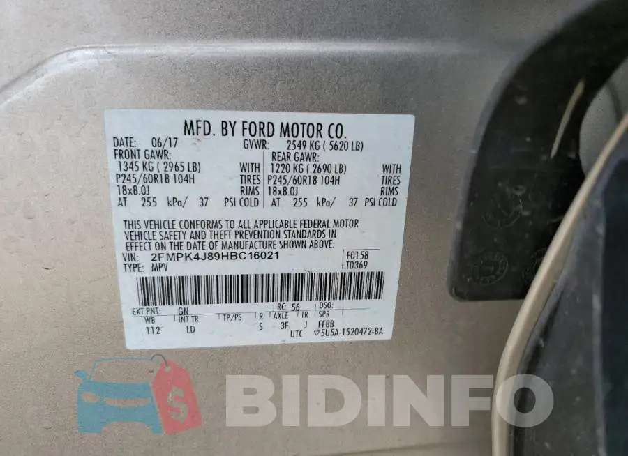 2FMPK4J89HBC16021 Photo# 14