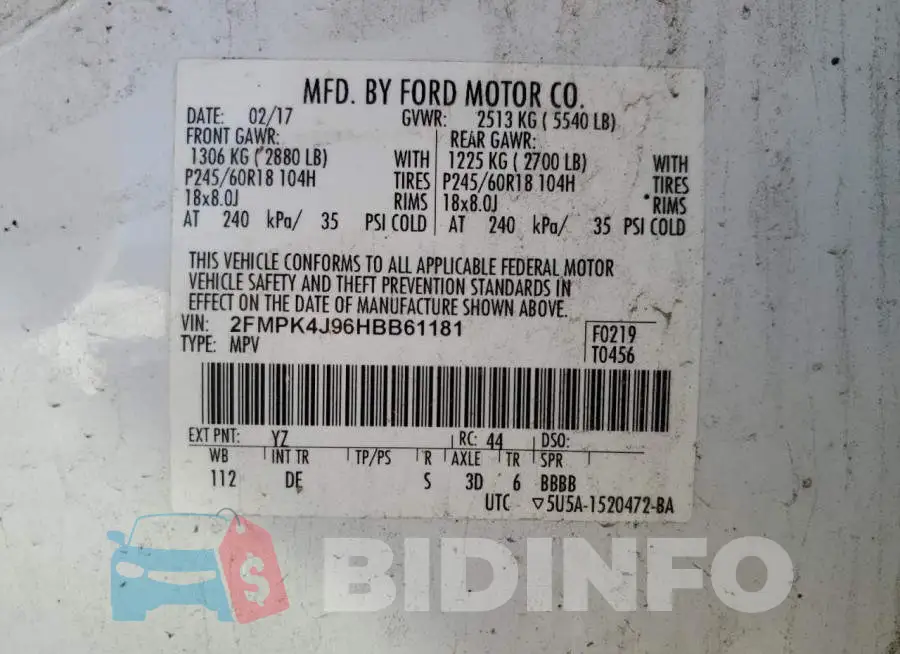 2FMPK4J96HBB61181 Photo# 13