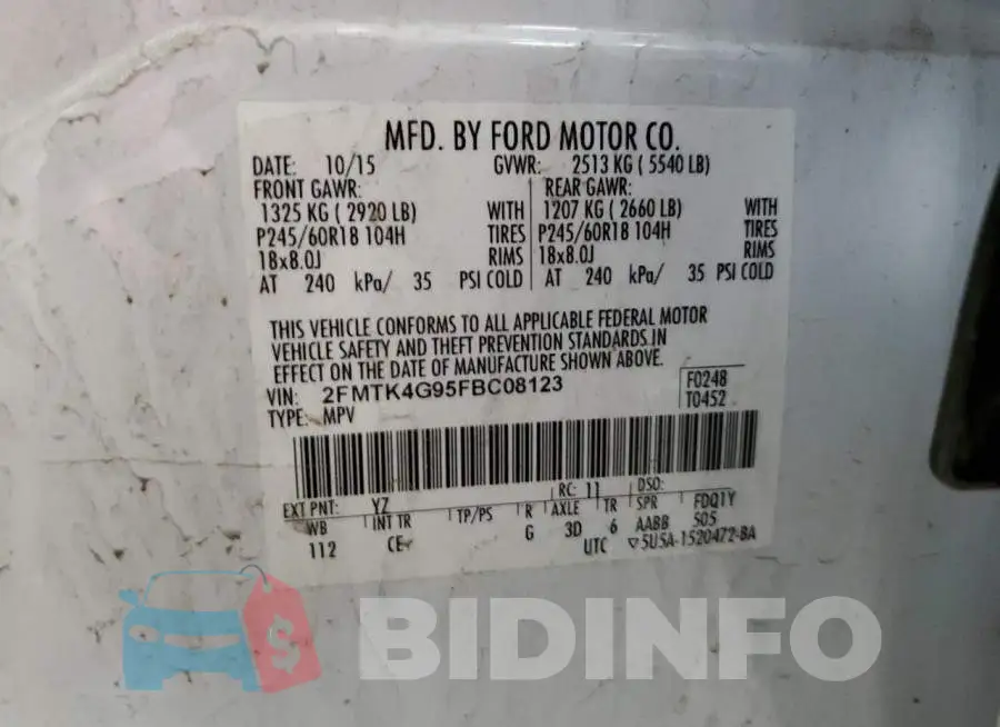 2FMTK4G95FBC08123 Photo# 13