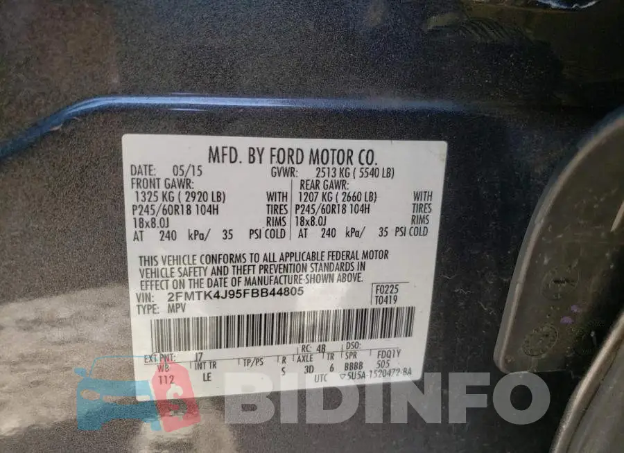 2FMTK4J95FBB44805 Photo# 12