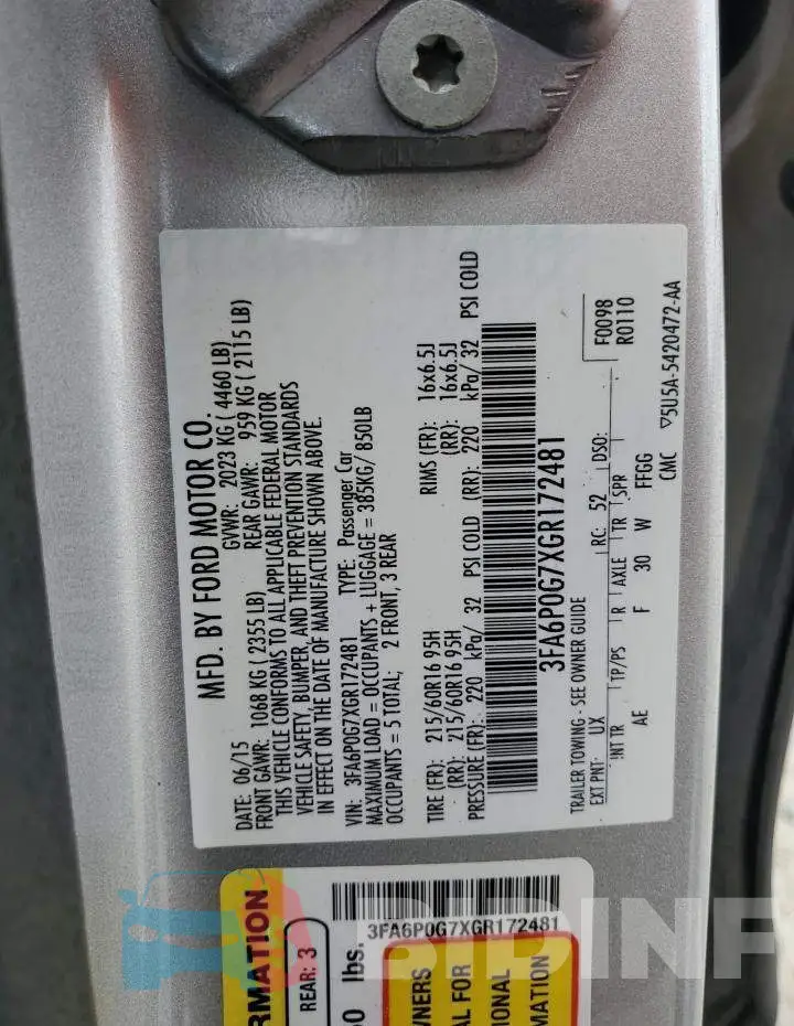3FA6P0G7XGR172481 Photo# 13