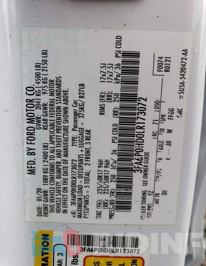3FA6P0HD0LR173072 Photo# 12
