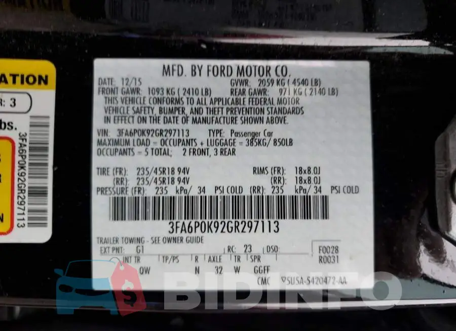 3FA6P0K92GR297113 Photo# 13