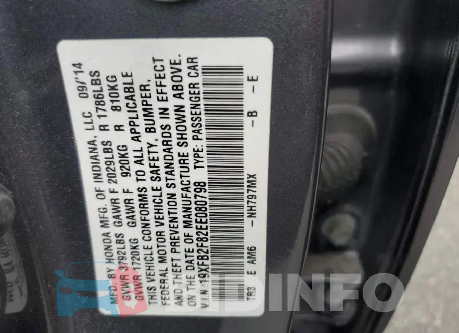 19XFB2F82EE080798 Photo# 12