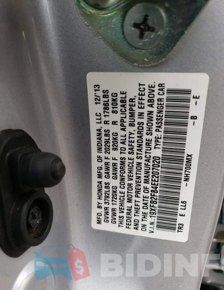 19XFB2F84EE207020 Photo# 12