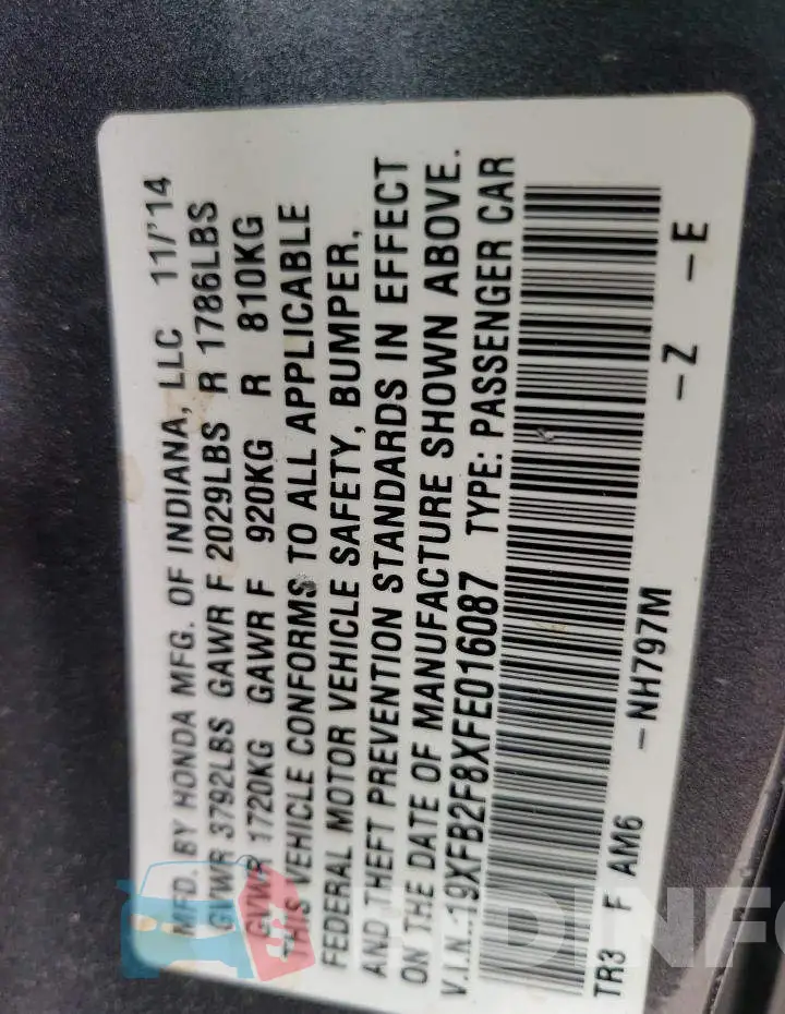19XFB2F8XFE016087 Photo# 12
