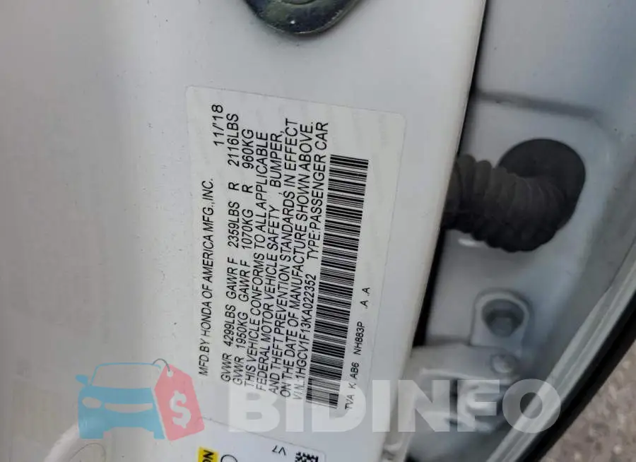 1HGCV1F13KA022352 Photo# 12