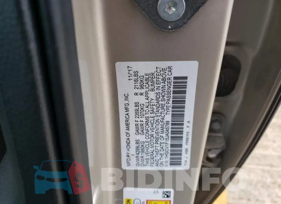 1HGCV1F15JA045789 Photo# 12