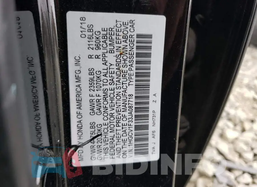 1HGCV1F33JA087718 Photo# 13