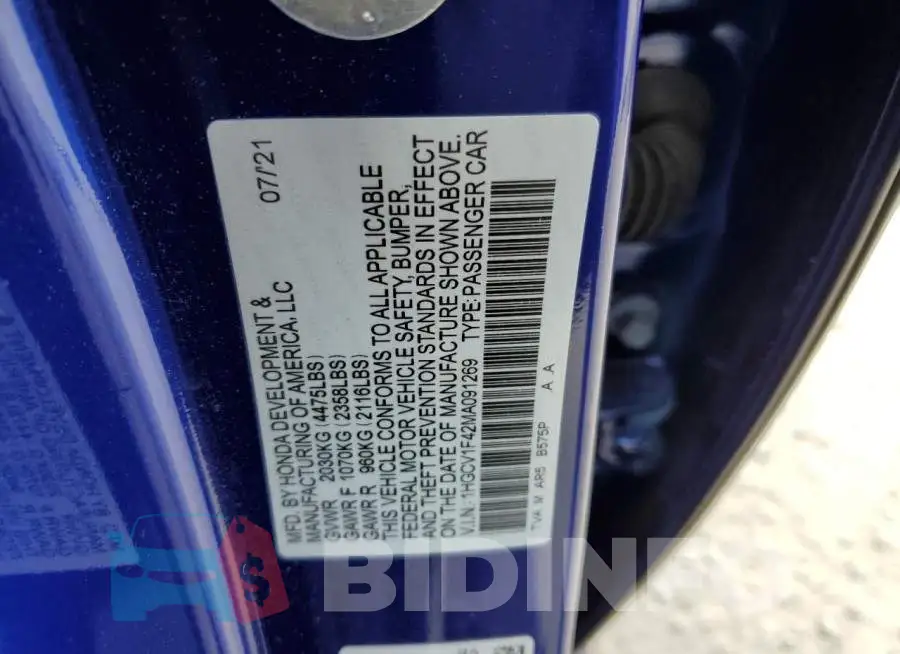 1HGCV1F42MA091269 Photo# 12