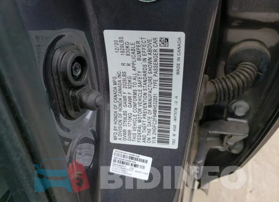 2HGFC2F84MH532851 Photo# 13