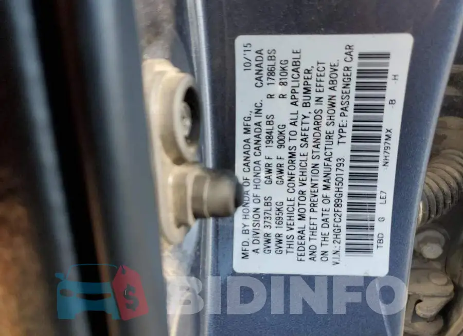 2HGFC2F89GH501793 Photo# 10