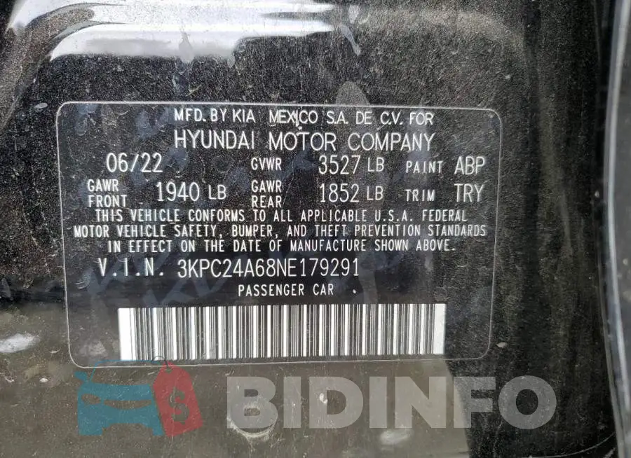 3KPC24A68NE179291 Photo# 12