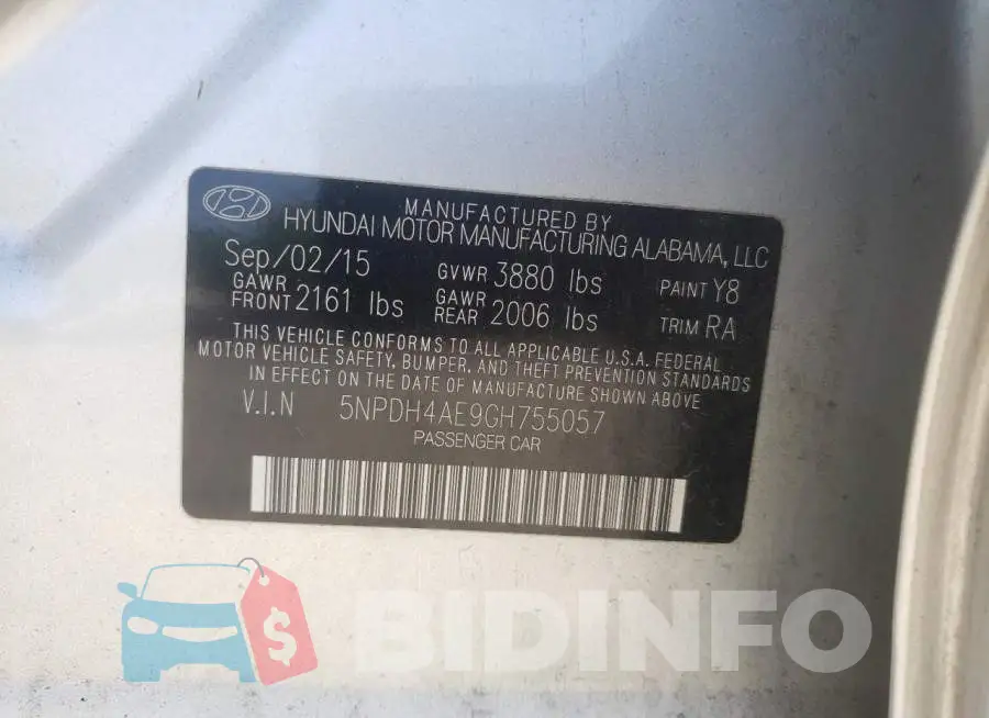 5NPDH4AE9GH755057 Photo# 12