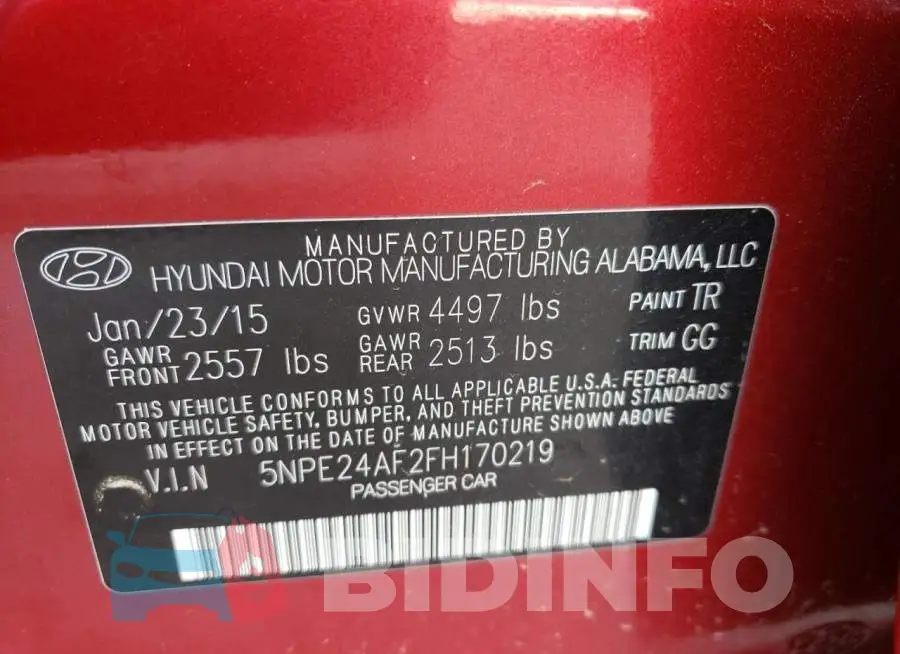 5NPE24AF2FH170219 Photo# 13