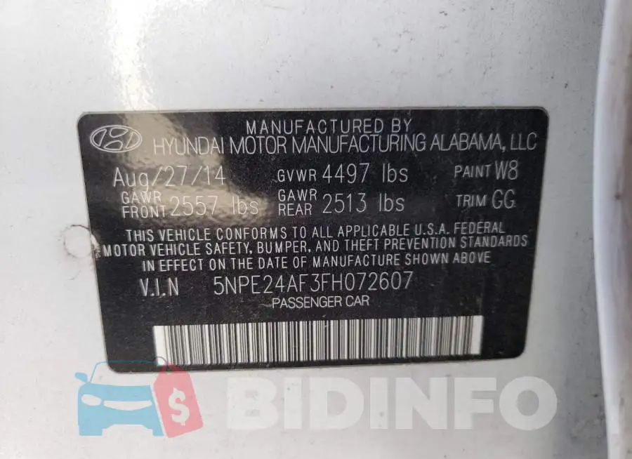 5NPE24AF3FH072607 Photo# 12
