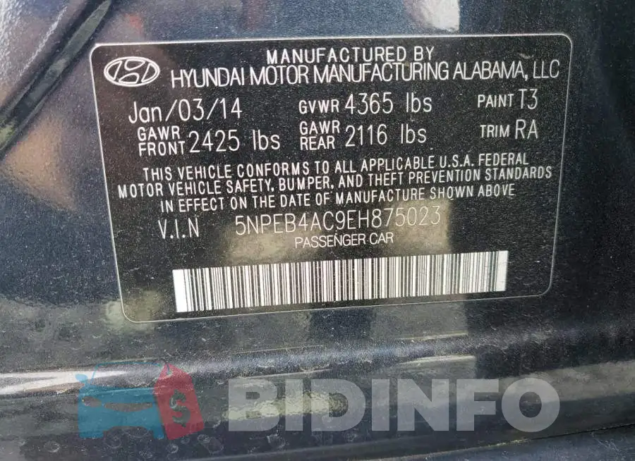 5NPEB4AC9EH875023 Photo# 12