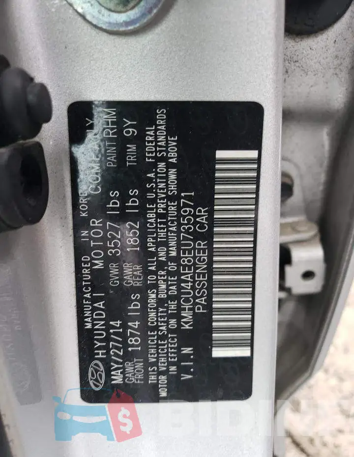 KMHCU4AE8EU735971 Photo# 12