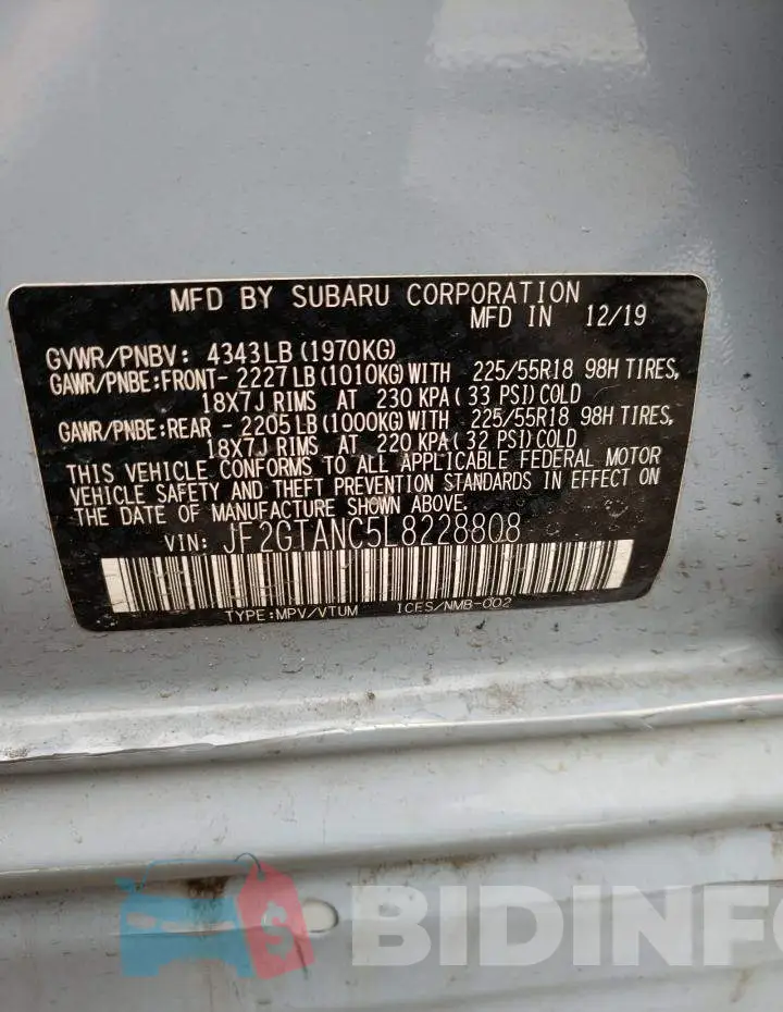 JF2GTANC5L8228808 Photo# 12