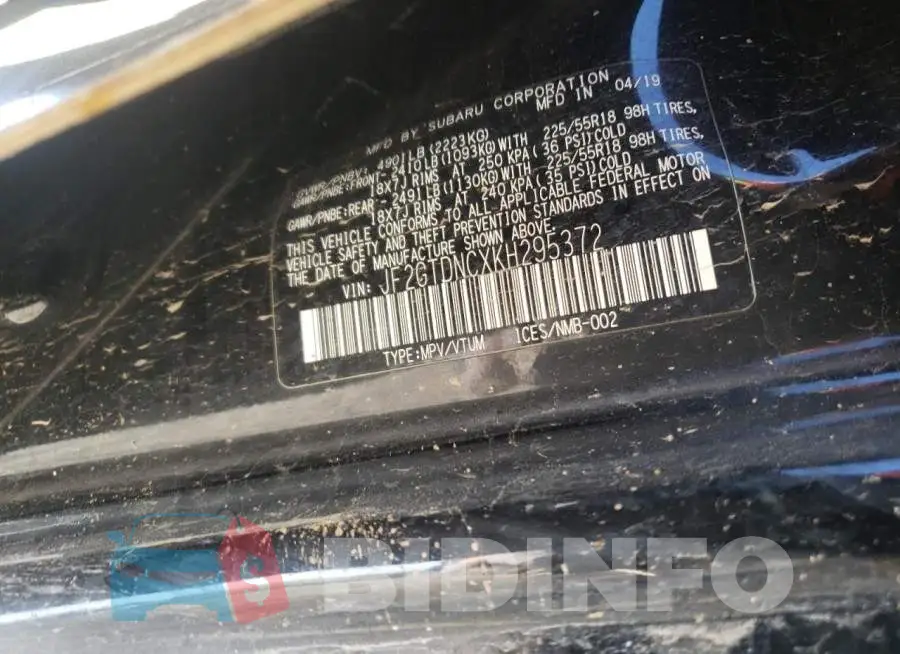 JF2GTDNCXKH295372 Photo# 13