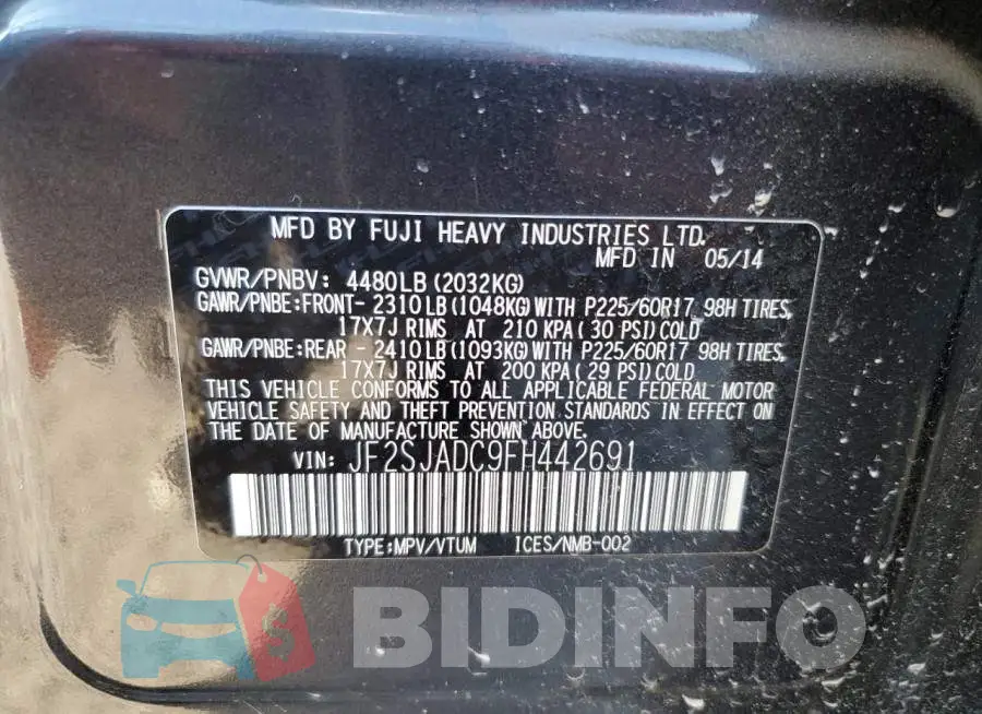 JF2SJADC9FH442691 Photo# 13