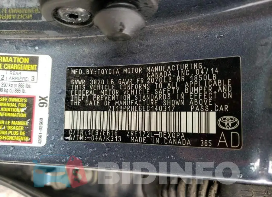 2T1BPRHE6EC140317 Photo# 12