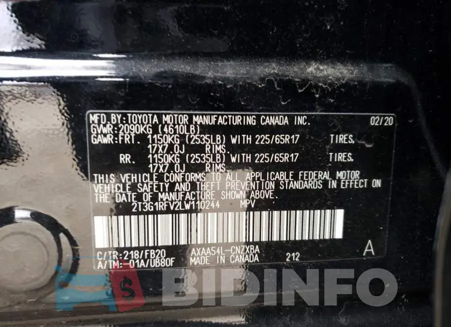 2T3G1RFV2LW110244 Photo# 14