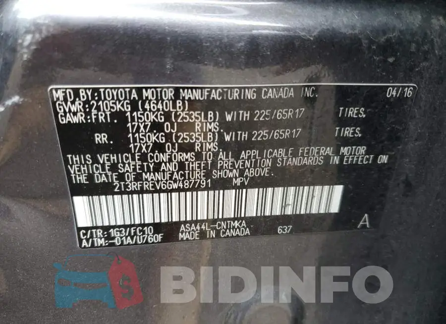 2T3RFREV6GW487791 Photo# 12