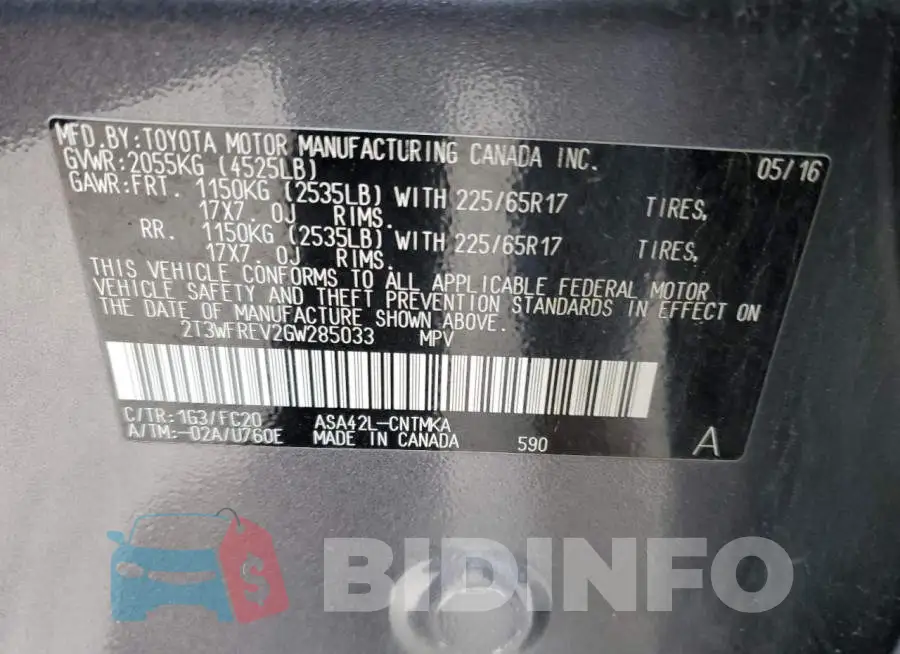2T3WFREV2GW285033 Photo# 13